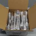 Liacere 200Pcs Silver Plastic Cutlery - Silver Plastic Silverware- Disposable Silverware - 100 Forks, 50 Spoons, 50 Knives Perfect for WeddingChristmas