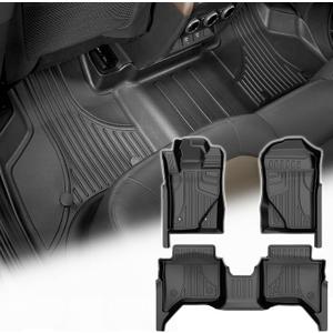 AOMSAZTO Floor Mats for Ford Ranger 2024 2025 2026 SuperCrew Cab, 1st & 2nd Row All Weather Protection Car Floor Liners Waterproof Anti Skid Mats