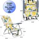 Backpack Beach Camping Chairs with 8 Positions Lay Flat, 2 Pack Lightweight Folding Beach Chair with Adjustable Headrest, Pouch, Cup Holder for Outdoor Lawn Picnic, Support 300LBS (Lemon_Yellow)