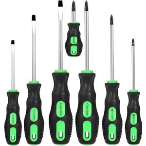 GURADESIGN 7-Piece Magnetic Screwdrivers Set, 4 Phillips and 3 Flat, Professional Cushion Grip Screwdriver Set