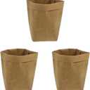 BESTOYARD 3pcs Washable Kraft Paper Bag Organizer, Light Brown Home Office Storage Basket for Plants, Toys, Clothes, Food, and Household Items, Reusable Flowerpot Cover