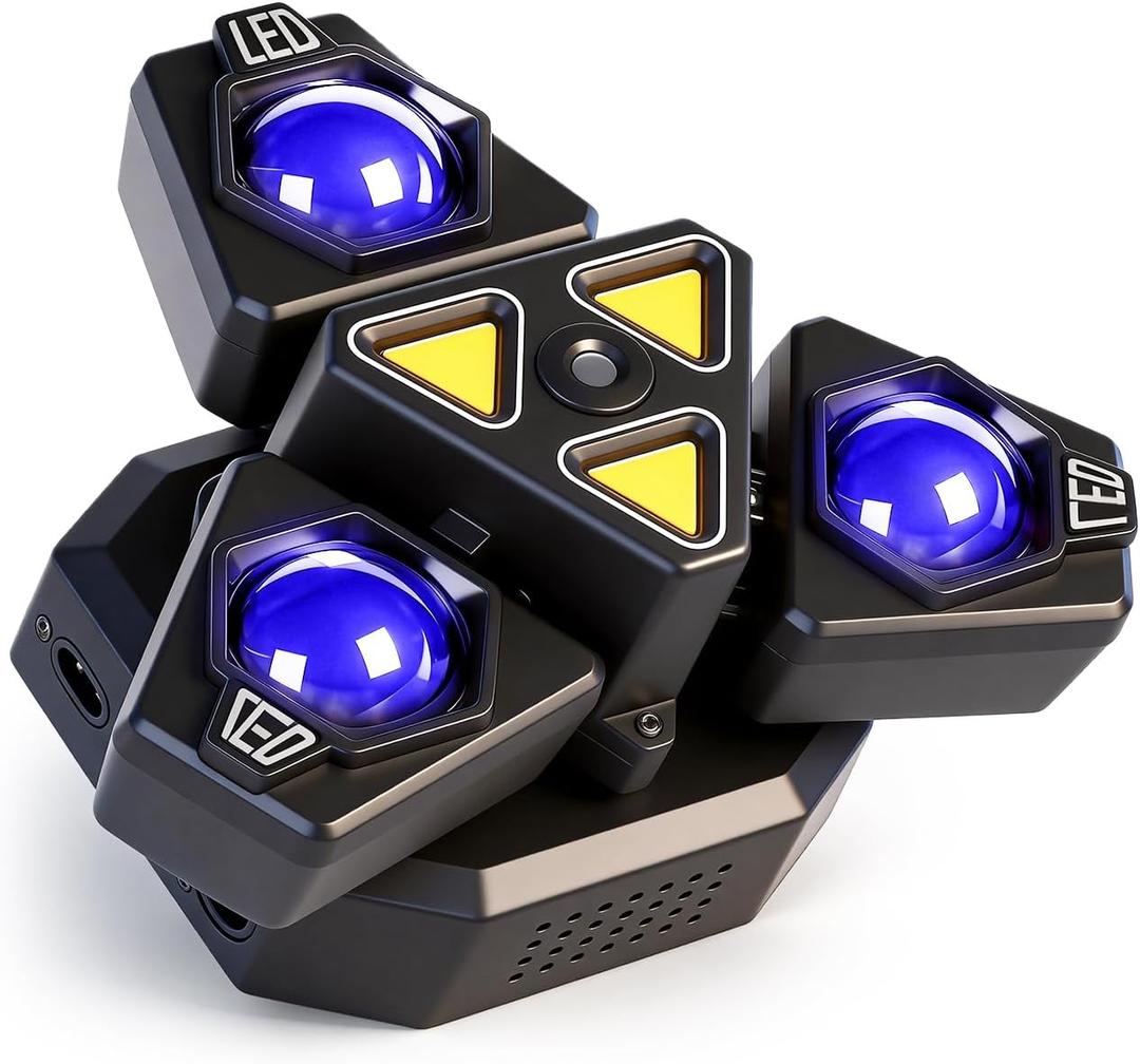 Dynamic 3-Arm Moving Head DJ Lights with RGBW 4-in-1 Stage Lighting Effect, Remote DMX Control for Stage Shows, Parties, Clubs, and Events