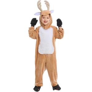 Cuteshower Kids Reindeer Pajama Animal Onesie Christmas Costume Children One Piece Outfit Halloween (5-7 Years, Brown)