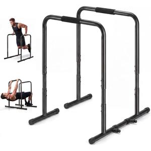 Dip Bar Station, Adjustable and Portable Parallel Bars with Soft High-Density Foam Handles, Strength Training Calisthenics Bars for Home Gym Patio Office