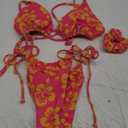 MOSHENGQI Women Sexy Brazilian Bikini 2 Piece Spaghetti Strap Top Thong Swimsuit Bathing Suit, Small