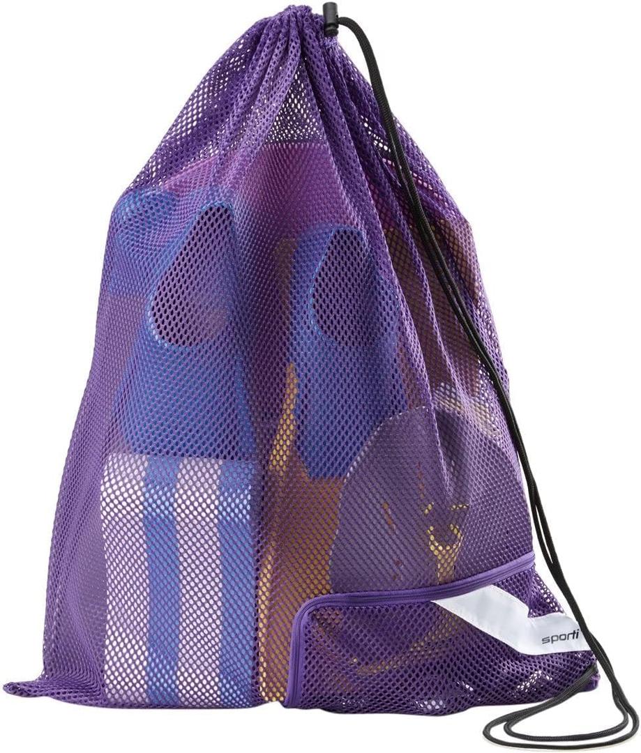 Sporti Swimming Equipment Bags, Mesh Drawstring Backpack,Swim Bag for Swimmers,Mesh Backpack for Beach (Royal Purple)