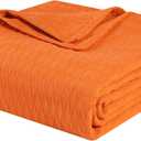 Superior Diamond Weave All-Season Cotton Blanket, Cover for Home, Couch, Bed, Soft, Warm Blankets, Boho Aesthetic, Comfy, Cozy Covers, Decorative Bedding Essentials, Full/Queen, Burnt Orange