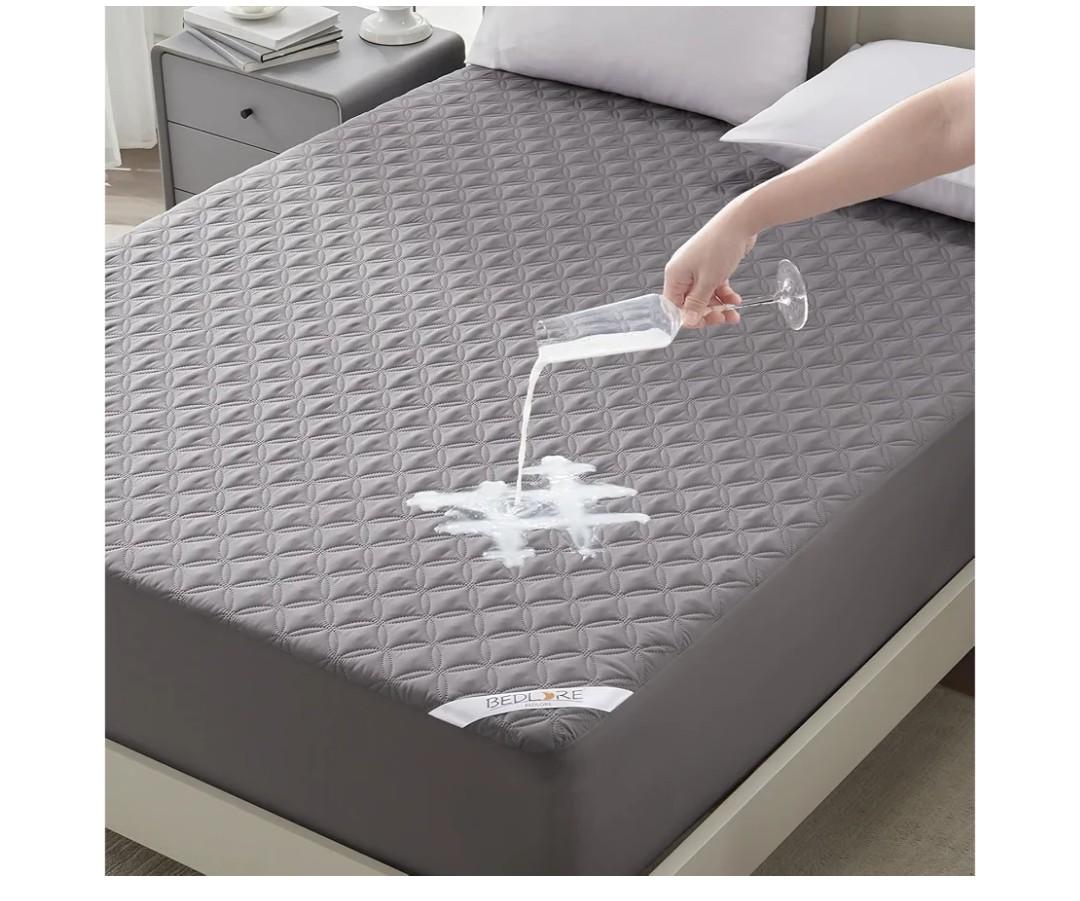 BEDLORE Waterproof Mattress Protector, Noiseless Queen Size Mattress Pad with Deep Pocket Fitted Up to 6"-18", Soft Breathable Dirt-Proof Bed Mattress Cover Washable Bedroom, Hotel (Gray)