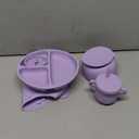 100% Silicone Baby Feeding Set,BPA Free Baby Dishes Set with Suction Bowl Divided Plate,Toddler Self Feeding Dish Set with Spoons Forks Sippy Cup and Bib, Baby Eating Utensils(Purple)