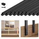 Muzata 25Pack 32'' Aluminum Deck Balusters Facemount Rectangular Railing Metal Spindles with Screws Stair Porch Staircase Deck Spindles for Wood and Composite Fencing WT34