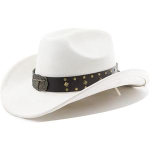 LIDHAY Cowboy Hat for Women Men with Shapeable Wide Brim Western Suede Hat for Cowboys and Cowgirls (Off-white)