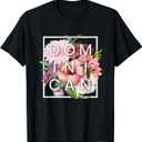Flowers of Dominican Republic Word Art - Dominican Pride T-Shirt, Black, Medium)