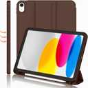 iMieet iPad (A16) Case 11th Gen/iPad 10th Generation Case [11-Inch 2025/10.9 Inch 2022] with Pencil Holder, Trifold Stand Smart Cover with Soft TPU Back, Auto Wake/Sleep(Chocolate)