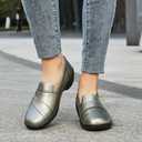 KORDAL Women's Comfortable & Lightweight Leather Loafers Slip-Ons Stylish Business Casual Dress Shoes Work Office Everyday Walking Shoes for Women (Gray, US 9)