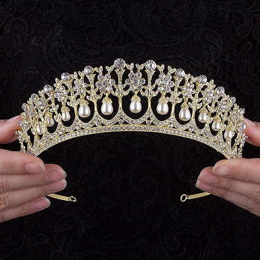 CROWN GUIDE Crystal Rhinestone Queen Bride Tiara Crown for Women Girl Vintage Bridal Birthday Prom Wedding Tiaras and Crowns