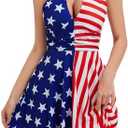 Ovokcina Women's Summer Sundress- 2025 Sexy Halter Sleeveless Spring Boho Elastic Waist Ruffle Mini Dress, XL