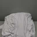 White Table Cloths for 6 foot Rectangle Tables Fitted Open Back Stretch White Ruffle Tablecloth for Craft Show Birthday Party Wedding Spandex Trade Show Desk Table Cover for Banquet Events Decorations
