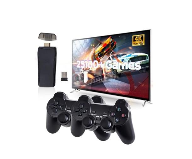 Wireless Retro Game Console, Retro Gaming Console with Built-in 9 Emulators, 25100+Games, 4K HDMI Output, Dual 2.4GHz Wireless Controller, Plug and Play Video Game Console (Black)