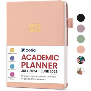 Academic Planner 2024-2025, Monthly & Weekly Calendar Planner Runs from July 2024 to June 2025, Hardcover School Teacher Student Planner, Perfect for School Office & Home Supplies, A5 Size(5.7" x 8.2") - Pink