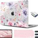 CISSOOK Flower Case for MacBook Air 13.6 Inch M5 M4 M3 M2 Chip Model A3449 A3240 A3113 A2681, Plastic Shell Cover with Keyboard Cover Screen Protector for MacBook Air 13 2022-2026, Flowers Watercolor