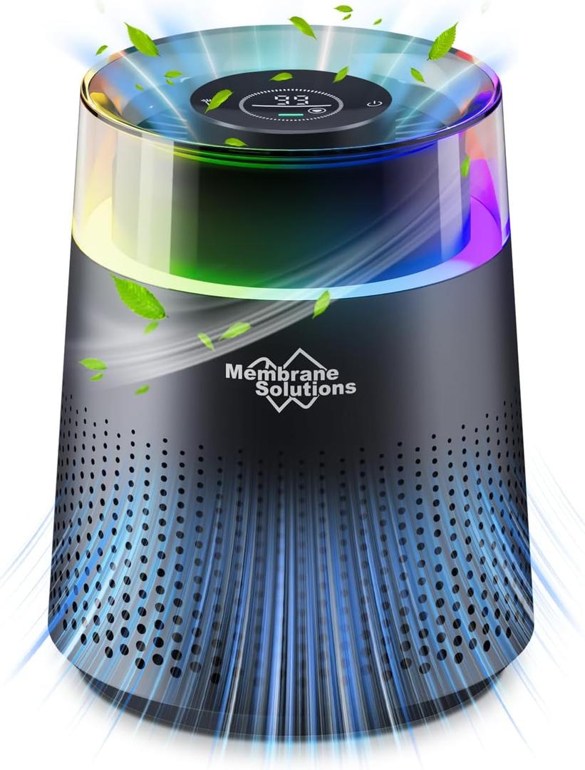 MSB5 Air Purifiers for Bedroom, H13 True HEPA Air Purifier for Home Room Office, 20dB Quiet Air Cleaner with Sleep Mode Colorful Night Light for Pets Dander Pollen Mold (Black)