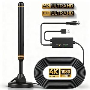 TV Antenna Indoor Antenna for Smart TV for Long Range Reception and All Smart TVs HD Digital Antenna with Amplifier Signal Booster for Local Channels Supports 4K 1080p-Orange