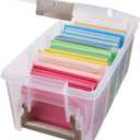 ArtBin Semi Satchel Portable Craft Organizer with 3 Dividers - Clear Plastic Storage Case for Art & Craft Supplies (Pack of 1, Gold)