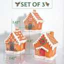 Christmas Gingerbread House Tabletop Decoration Lighted Christmas Village House Real Wax Battery Operated with Remote Flickering LED Light Christmas Village Decor for Mantel Desk Table Centerpiece