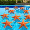 Leyndo 10 Pcs 24 Inch Summer Inflatable Starfish Pool Float Beach Decor | Orange Starfish Shape Set, Pool Party Supply, Outdoor Indoor Decoration, Easy Inflate Deflate, Lightweight Water Play