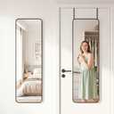 Antok 58"x20" Over the Door Full Length Mirror, Hang or Floor Stand, Black