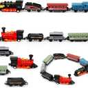 Hanaive 2 Sets Train Toys Small Pull Back Alloy Retro Steam Train Simulation Model Diecast Locomotive for Boys Girls Christmas Birthday Party Favor Classroom School Reward Gifts(Black, Red)