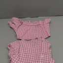 Womens 2 Piece Ruffle Pajama Set Gingham Pjs Short Sleeve Babydoll Shirt and Shorts Plaid Summer Outfits (Medium)