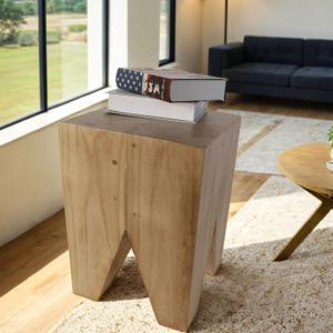 TORMAYS HOME Wooden Side Table Tree Stump End Table Natural Wood Stool Plant Stand Handcrafted Small Nightstand Rustic Accent Table for Sofa Bedside Balcony (Natural Color)