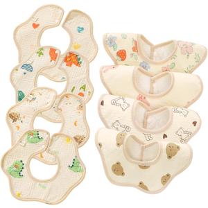 Baby Bibs Muslin Drool Teething Drooling Bibs for Baby Girl Boy Muslin Cotton (Apricot Ceam)