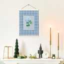 LKETW Blue Hydrangea Floral Poster Hanger Frame 12x16 Inch, Preppy Blue Checkered Hydrangea Flower Wall Art Posters for Bedroom, Floral Hanging Banner Decor for Home Living Room Office