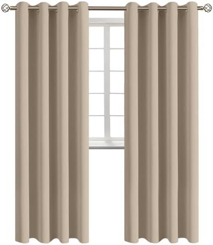 BGment Blackout Curtains - Grommet Thermal Insulated Room Darkening Bedroom and Living Room Curtains, Set of 2 Panels (55 x 96 Inch, Sand)