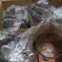 DECORKEY Set of 4 Battery Operated Lamp LED Table Lantern, Brown Metal Cage Cordless Lamps with LED BulbVintage Decorative Outdoor Lantern for Weddings, Parties, Patio, Events for Indoors Shelf Decor