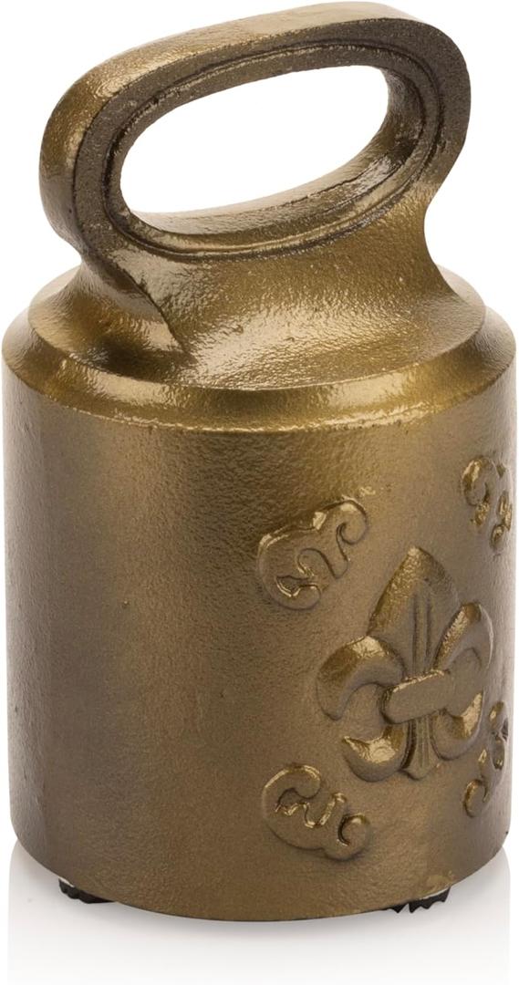 CRAFTSMAN ROAD Cast Iron Decorative Door Stop  Weighted Door Stop Heavy Door Weight  7lb Antique Door Stopper, Free Standing Door Stop  7 x 4 Non Slip Fleur-de-lis Door Stop (Antique Brass)