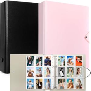 Hacaroa 2 Pack Photocard Binder 4 Rings with 50 Pages 450 Pockets, 2x3" Kpop Photo Card Holder Book A4 Binder, One Sided Card Sleeves Photo Album for Post Cards, Cards Collectors, 2 Colors