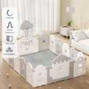 ACOMOPACK Baby Play Mat for Floor 1.3" Thick Memory Foam Play Mat 79"×157 Tummy Time Crawling with Non-Slip Bottom for Living Room,Nursery,Soft Velvet Playpen Mats for Kids,Infants（Light Grey）