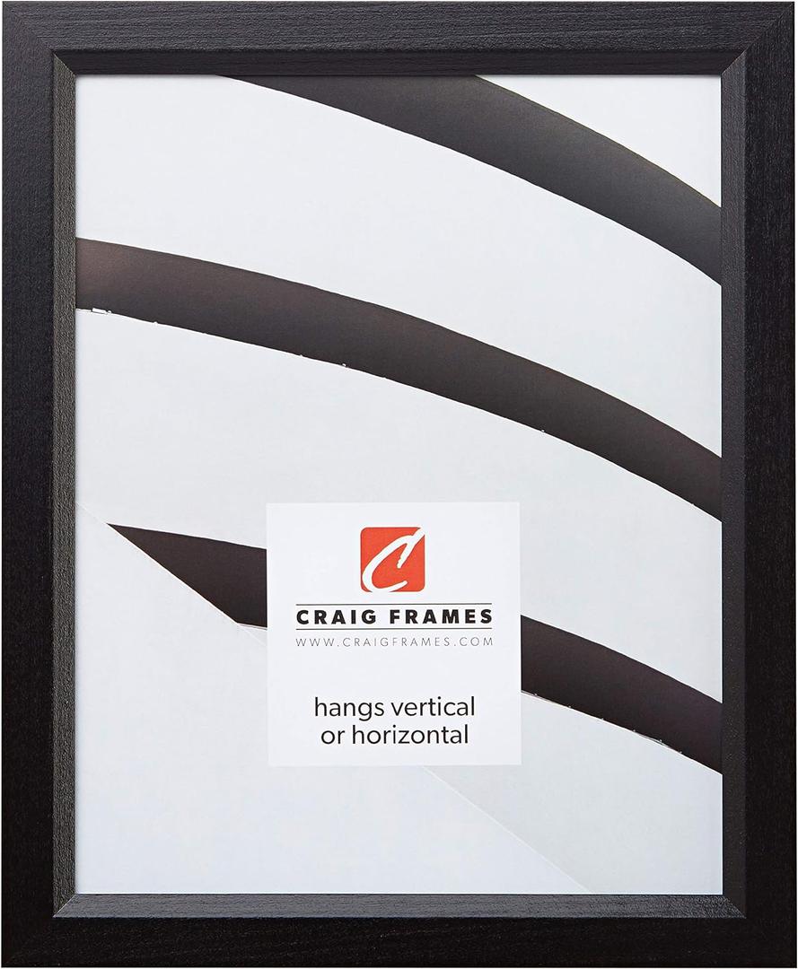 Craig Frames 7171610BK Wood Grain Finish 9 by 10-Inch Picture/Poster Frame, 0.825-Inch Wide, Solid Black