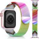 Melyis Pride Rainbow Magnetic Band Fits Apple Watch Bands for Women Men 42mm 41mm 40mm 38m, Colorful Stainless Steel Mesh iWatch bands, Milanese Metal Band for Apple Watch Series 10 9 8 7 6 5 4 3 2 SE