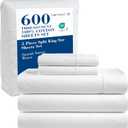 LANE LINEN 600 Thread Count 100% Cotton Split King Sheets Set for Adjustable Beds, 15" Deep Pocket Soft & Comfy Sustainably Produced Split King Sheet, Naturally Cooling Cotton Sheets -White