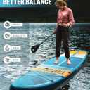 1134"6" Extra Wide Inflatable Stand Up Paddle Board, Sup Board with Removable Fins, Backpack, Floating Paddle, Safety Leash, Floating Phone Case for Adults & Youth of All Skill Levels