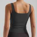 Womens Sports Bra  Workout Crop Tank Tops for WomenSleeveless Square Neck Padded Bras with Built in Bra (Medium, Grey)