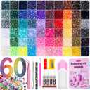 Bedazzling Kit 48000Pcs 60 Colors Resin Jelly Rhinestones, Multicolor 3mm Flatback Gems for Diamond Art, Bedazzler Kit with 4Pcs 10ml B7000 Jewelry Glue & Tools for DIY Nail Art Crafting Book Makeup, Ultra Large Packs | 3mm Beads