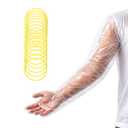 Vorteetrinken 50 Pcs Shoulder Length Disposable Gloves,Full Arm Length Gloves,35 Inch Extra Long Plastic Sleeve Veterinary Cow Aquarium Glove With 12-15 Pcs Elastic Bands for Fixation