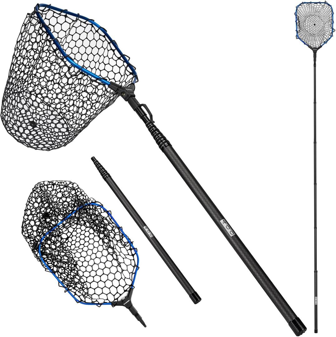 THKFISH Carbon Fiber Fishing Landing Net- 27 to 157.5 Inch Long Handle, Portable Collapsible Fishing Net for Salmon, Steelhead, Fly, Catfish, Bass, Trout Fishing, Trout Net, Dip Net Gifts for Men, 157.5 Telescopic Handle