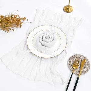 30 Pack Gauze Cheesecloth Napkins 20 x 20 Inch Wrinkled Dinner Napkins Rustic Boho Table Napkins Decorative Cloth Napkins for Weddings Parties Event Family Dinner Table Decoration (White)