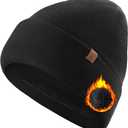 TRENDOUX 100% Merino Wool Beanie: Winter Warm Lined Cuffed Beanie for Men Women, Unisex Soft Knit Hat Daily Skull Cap Gift, 2 Pack